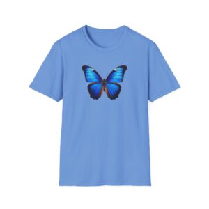 Nature's Jewel Blue Morpho Tee, Vibrant Butterfly Graphic, Cotton T-shirt