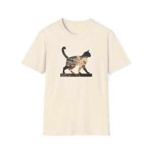 Feline Fancy Artistic Design T-shirt, Creative Cat Graphic Tee