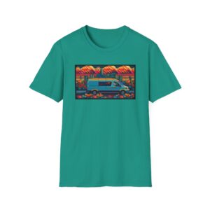 Artistic Wanderlust Campervan Cotton T-shirt, Road Trip Vibes Graphic Tee