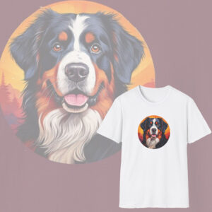 Mountain Dog Magic, Cotton Bernese Graphic T-Shirt, Dog Lovers Tee