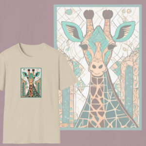 Eco-Chic Giraffe Tee, Sustainably Stylish, Artistic Giraffe Cotton T-Shirt