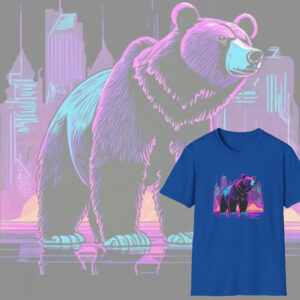 Urban Wilderness Cotton Tee, Graphic Bear T-Shirt, Modern Animal Lover