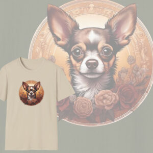 Chihuahua Charm Graphic T-Shirt, Artistic Dog Lovers Cotton Tee