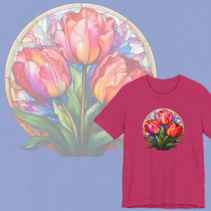 Spring Bloom Graphic T-Shirt with Colorful Tulips, Bright and Bold Botanical Tee