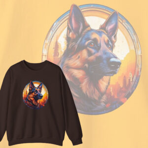 Majestic German Shepherd Cozy Sweatshirt, Dog Lover's Graphic Classic Crewneck Pullover