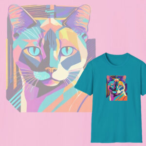 Artful Whiskers - Stylish Cotton T-Shirt for Cat Lovers