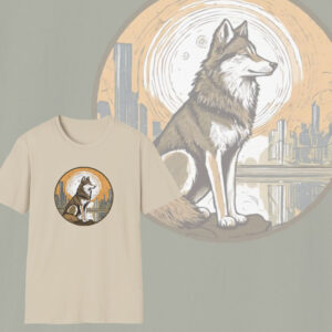 Silent Strength, Industrial Wilderness T-Shirt, Wolf Lovers Cotton Tee