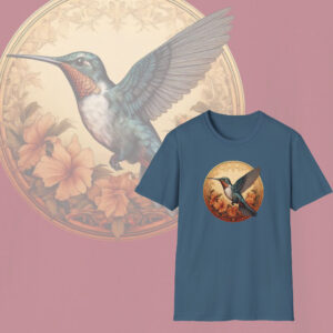 Whispering Wings Cotton Tee, Graceful Hummingbird Design, Bird Lovers T-Shirt