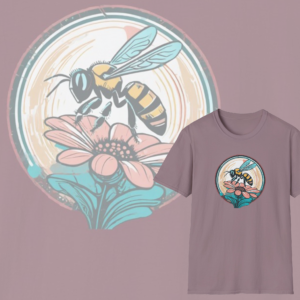 Bee-utiful Blooms, Nature Lovers Graphic Tee, Bee and Flower Cotton T-Shirt