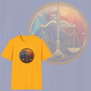 Libra Balance, Zodiac Graphic Tee, Celestial Style Cotton T-Shirt