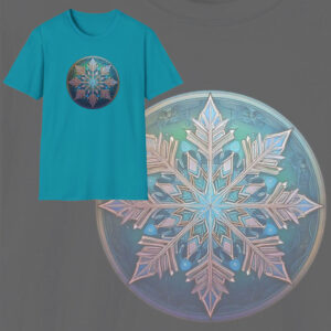 Frosted Elegance, Snowflake Graphic T-Shirt, Artistic Snowflake Cotton Tee