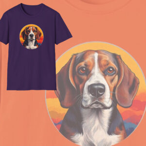 Authentic Beagle Art Tee, Dog Lovers Cotton Graphic T-Shirt
