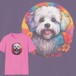 Puppy Love Graphic Tee, Bichon Frise Lovers Cotton T-Shirt