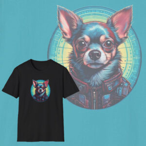 CyberChic Chihuahua Tee, Dog Lover's Graphic Cotton T-Shirt