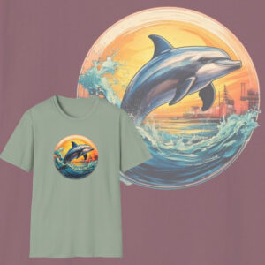 Dive Into Comfort, Dolphin Design Cotton T-Shirt, Ocean Lover's Graphic Tee