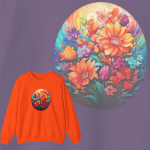 Blossom Burst Sweatshirt, Flower Lover's Graphic Crewneck Sweatshirt
