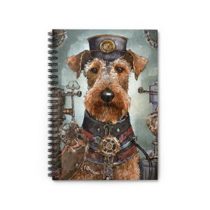 Steampunk Airedale Terrier Spiral Notebook, Ruled Line