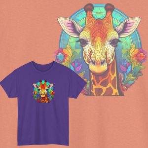 Artful Heights, Graphic Giraffe T-Shirt, Comfortable Cotton Tee, Wildlife Lovers