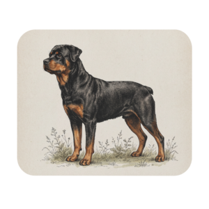 Vintage Rottweiler Dog Art Mouse Pad, Retro Aesthetic Guard Dog Gift
