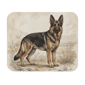 German Shepherd Illustration Mouse Pad, Dog Owner Desk Art