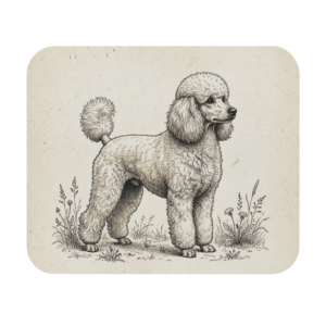 Vintage White Poodle Sketch Ultra Slim Mousepad Non-Slip Desktop Accessory