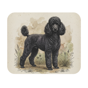 Vintage Black Poodle Watercolor Mouse Pad | Artistic Dog Lover Office Decor