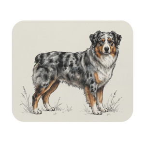 Vintage Australian Shepherd Art Mouse Pad Retro Blue Merle Dog Lover Office Gift