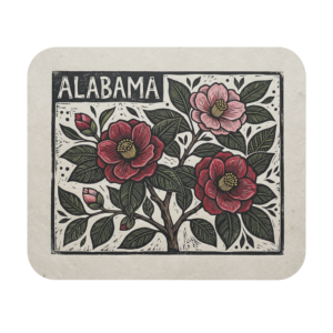 Alabama Camellia State Flower Mouse Pad Retro Floral Botanical Desk Mat