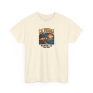 California Republic Graphic Tee | Vintage Bear Nature Sunset Shirt, West Coast Gift