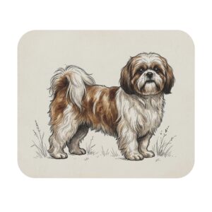 Shih Tzu Mousepad - Vintage Style Illustration Desk Gift for Pet Lovers