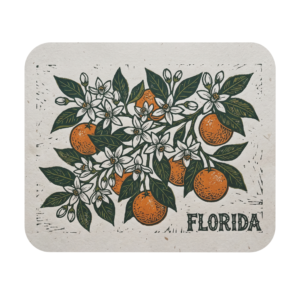 Florida Orange Blossom Desk Mat – Cute Botanical Art Mousepad for the Office