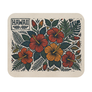 Hawaii Hibiscus Flower Mouse Pad – Tropical Art Souvenir Travel Gift