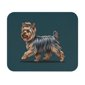 Yorkshire Terrier Teal Computer Mouse Pad | Silky Coat Yorkie Breed Desk Mat