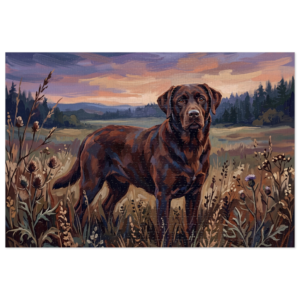Chocolate Lab Sunset Meadow Puzzle | Autumn Field Dog Lover Gift