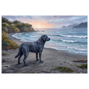 Black Labrador Seashore Morning Walk Keepsake Jigsaw Puzzle