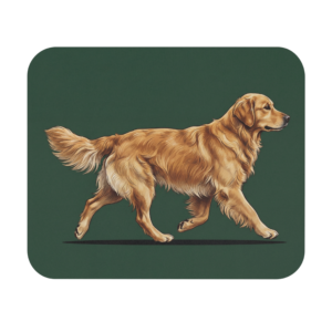 Golden Retriever Desk Mat - Forest Green Dog Mousepad Work Gift