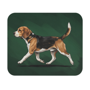 Beagle Breed Illustrated Mousepad | Artistic Green Desk Gift for Dog Lovers