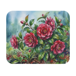Alabama Camellia State Flower Mousepad | Watercolor Botanical Art Desk Mat