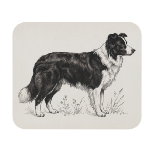 Border Collie Graphic Mousepad | Ink Style Illustration Dog Lover Desk Gift