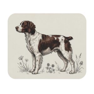 Brittany Spaniel Vintage Field Art Mousepad | Classic Bird Dog Desk Mat