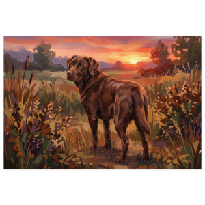 Chocolate Labrador Marshland Sunset Novelty Jigsaw Puzzle
