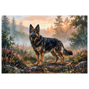 Majestic German Shepherd Forest Landscape Jigsaw Puzzle
