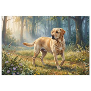 Yellow Lab Forest Walk Jigsaw Puzzle: Scenic Wilderness Dog Lover Gift
