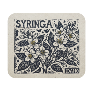 Idaho Syringa State Flower Mousepad | Rustic Botanical Desk Gift