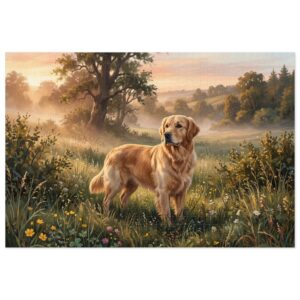Golden Retriever Countryside Sunrise Gift Jigsaw Puzzle