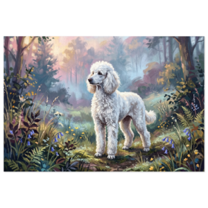 White Standard Poodle Enchanted Forest Gift Jigsaw Puzzle