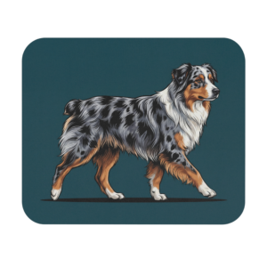 Australian Shepherd Desk Mat | Blue Merle Aussie Dog Breed Mousepad Office Gift